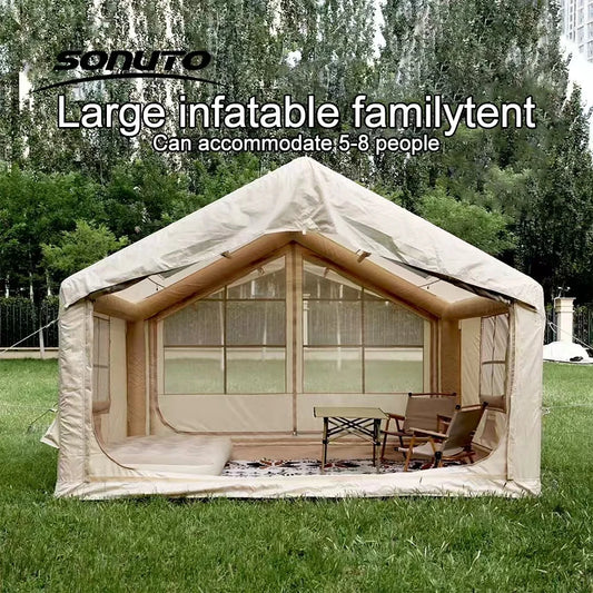 7.5㎡ Quick Setup Large Inflatable Tent with Pump Windproof 420D Oxford Fabric Instant Air Tent for Camping Beach Party Garden