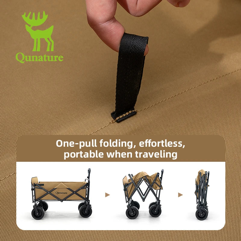 Qunature Local Shipping Outdoor Foldable Camping Cart Small Campsite Trailer for Picnic Camping Kid-Reclining Vending Travel 150L Hand-Push Camping Cart