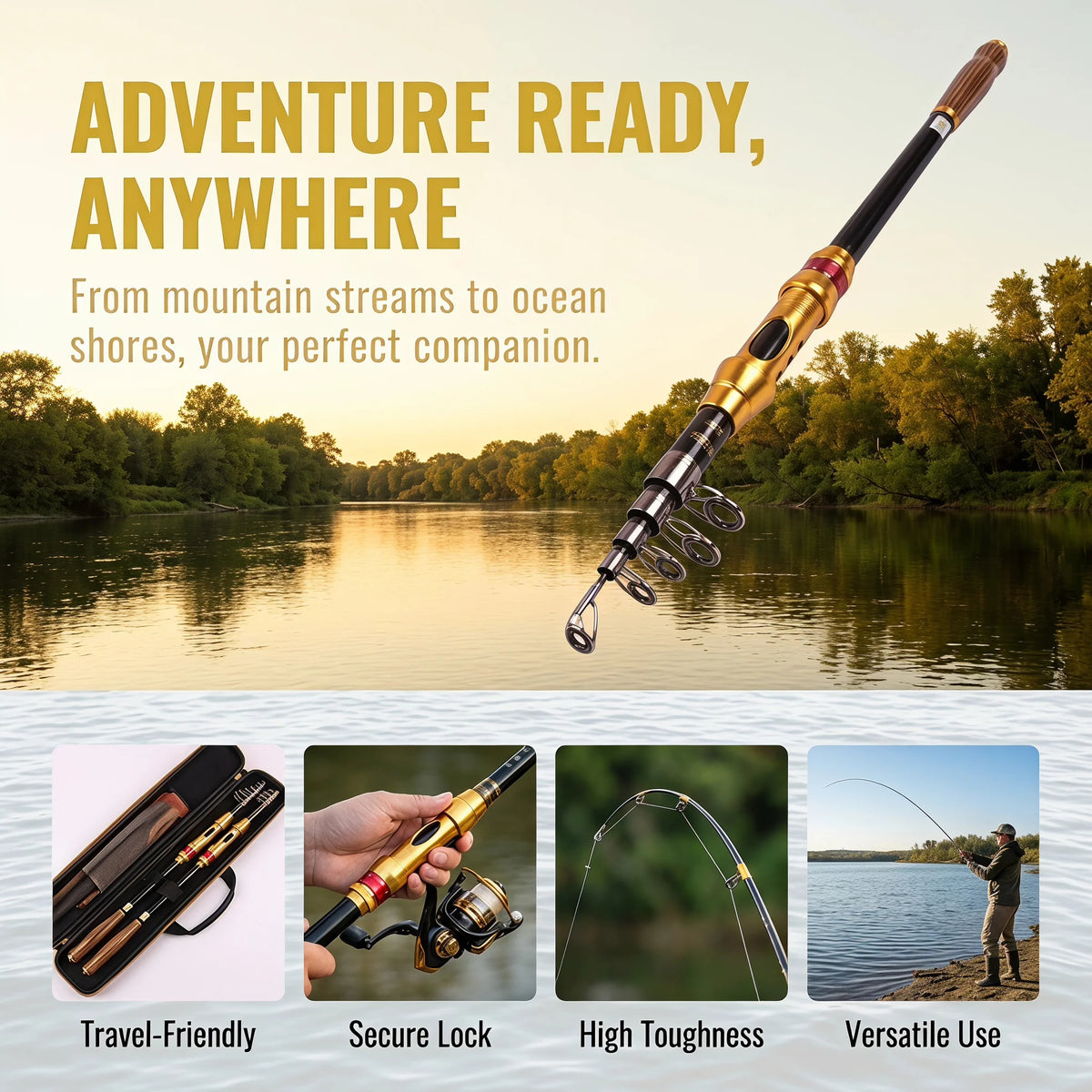 Multi Sizes Telescopic Carbon Fishing Rod Wood EVA Grip Portable Travel Spinning Rod Lightweight Fishing Pole for Angler Gear
