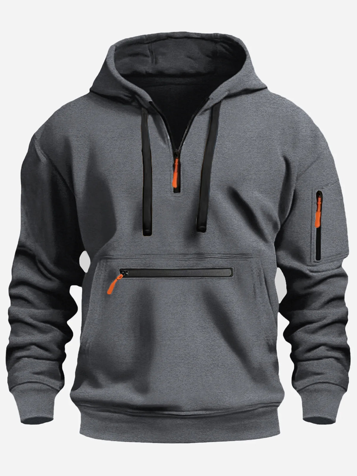 2024 Men's Hooded Sweater Leisure Sports Pullover Retro Harajuku Long Sleeve Zipper Multi-pocket Casual Loose Coat Street Wear