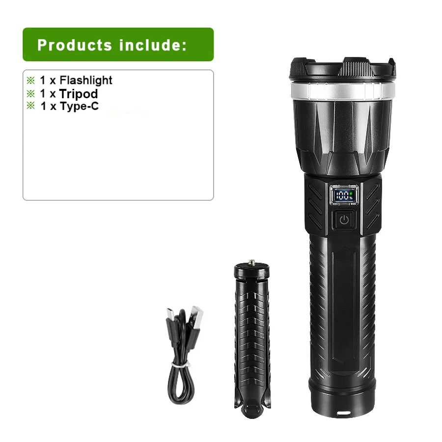 850000000LM Most Powerful LED Flashlights Ultra Bright Long Range 5000M Torch Light Zoomable Portable Lamp With Bracket Light