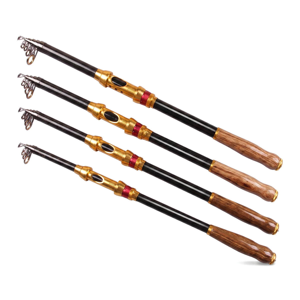 Multi Sizes Telescopic Carbon Fishing Rod Wood EVA Grip Portable Travel Spinning Rod Lightweight Fishing Pole for Angler Gear