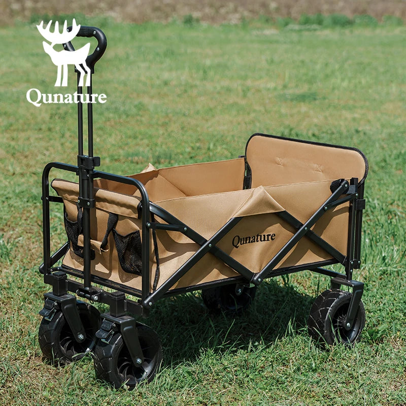 Qunature Local Shipping Outdoor Foldable Camping Cart Small Campsite Trailer for Picnic Camping Kid-Reclining Vending Travel 150L Hand-Push Camping Cart